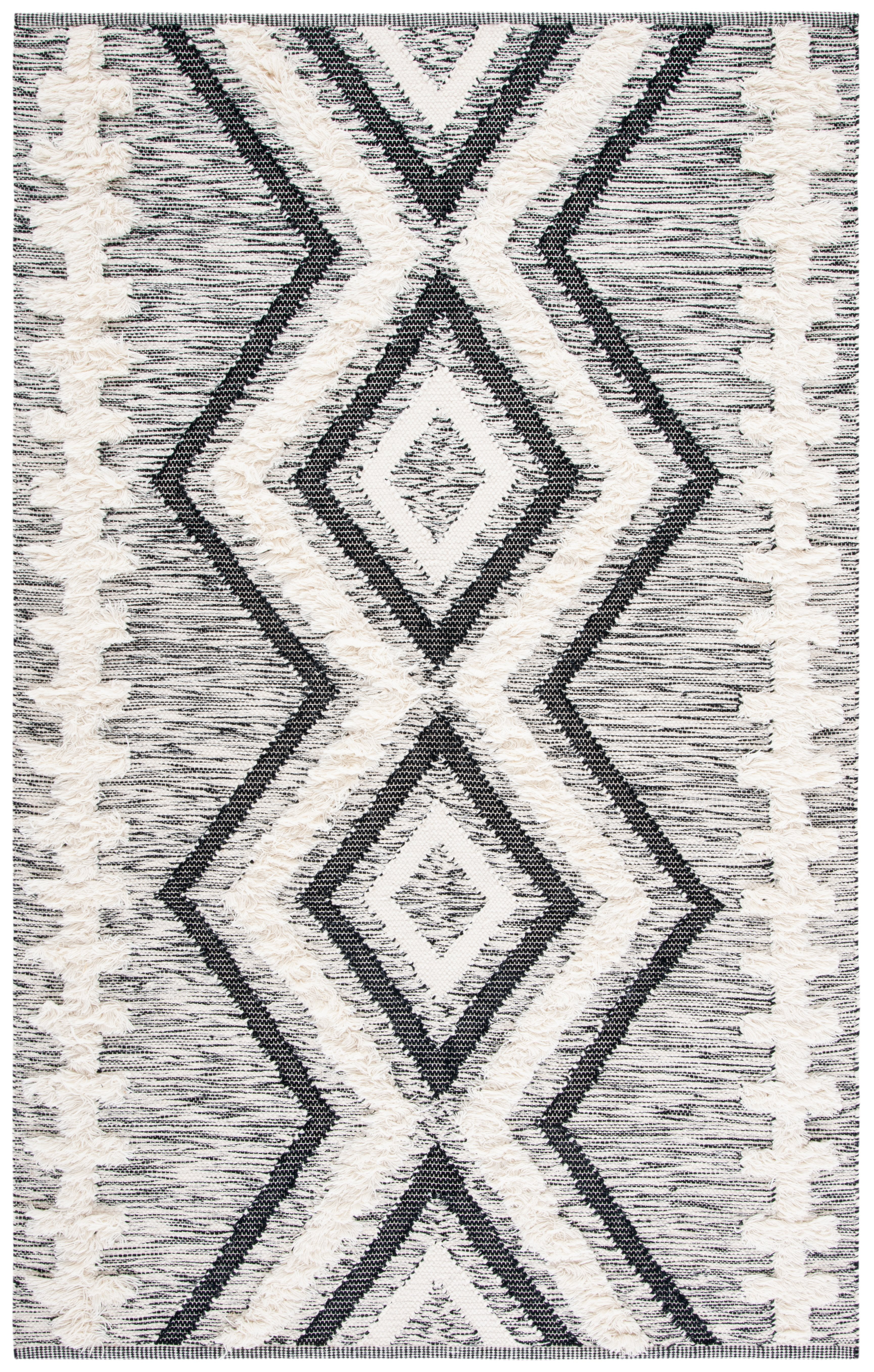 SAFAVIEH Kenya Brandy Southwestern Area Rug, Ivory/Black, 8' x 10'