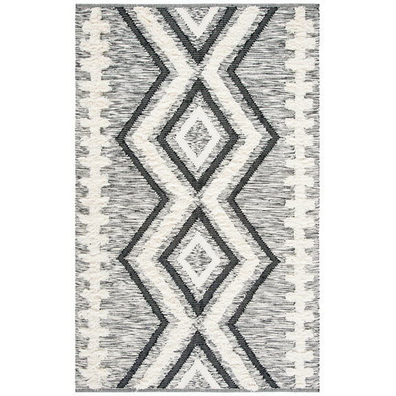 SAFAVIEH Kenya Brandy Southwestern Area Rug, Ivory/Black, 8' x 10'