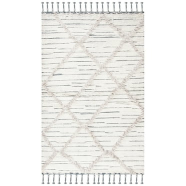 SAFAVIEH Kenya Branislav Geometric Wool Area Rug, Ivory/Grey, 3' x 5'