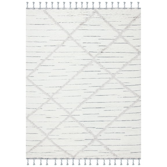 SAFAVIEH Kenya Branislav Geometric Wool Area Rug, Ivory/Grey, 8' x 10'