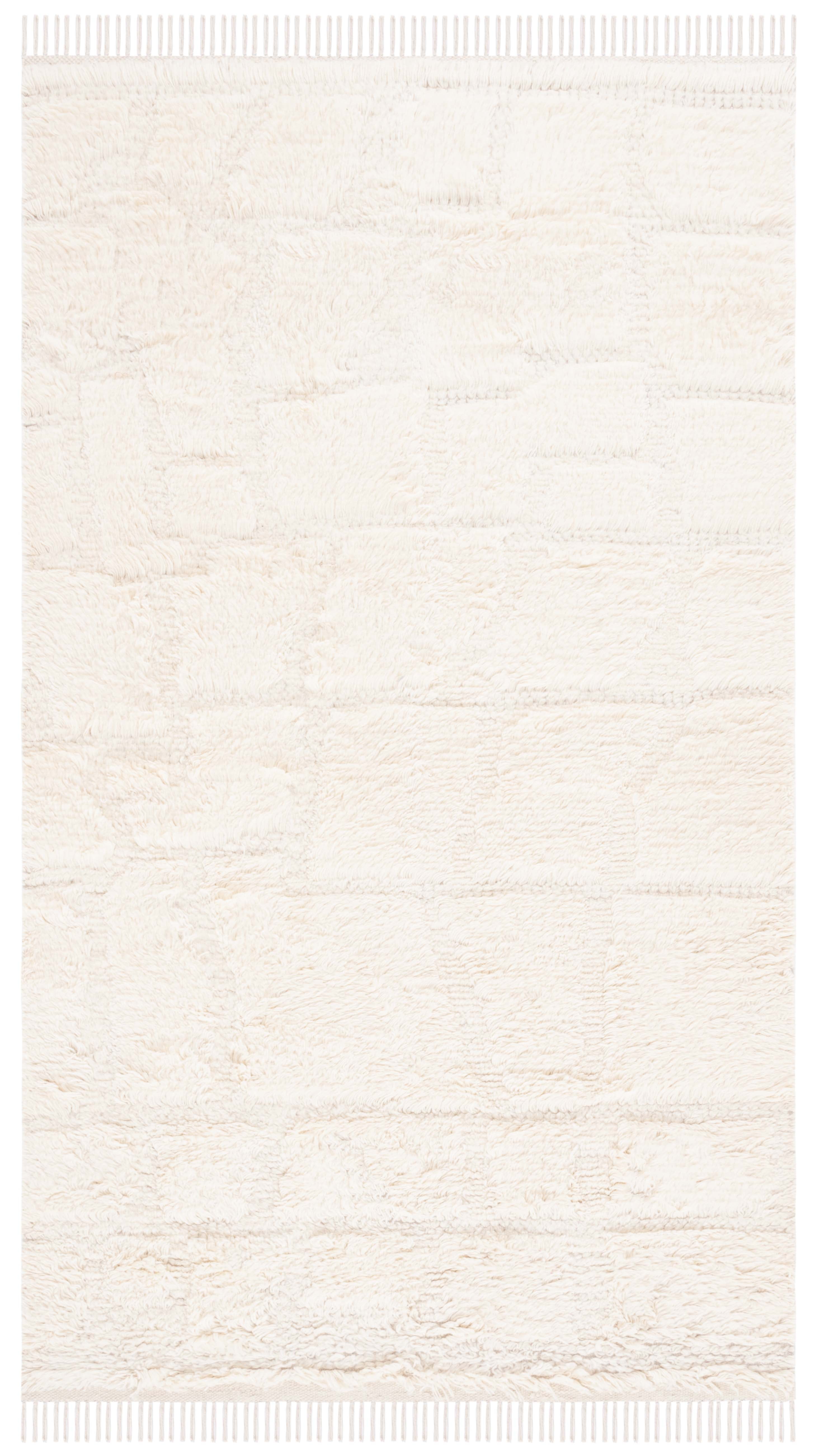 Ivory Hand-Tufted Wool Rectangular Area Rug 3' x 5'