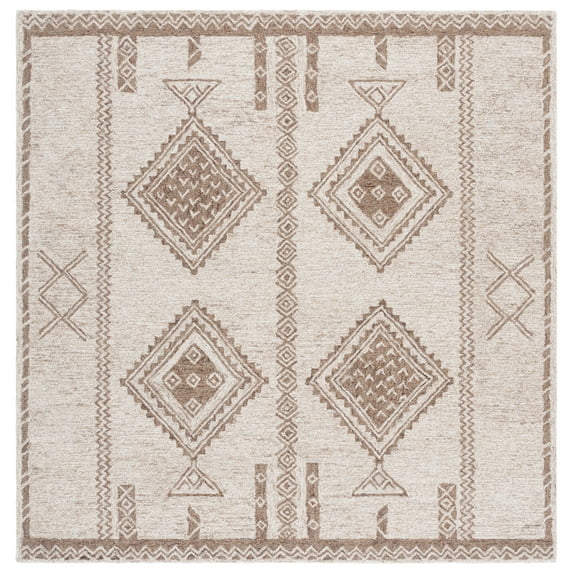 SAFAVIEH Kenya Cherlyn Geometric Area Rug, Brown/Beige, 6' x 6' Square