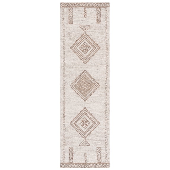 SAFAVIEH Kenya Cherlyn Geometric Runner Rug, Brown/Beige, 2'3" x 8'