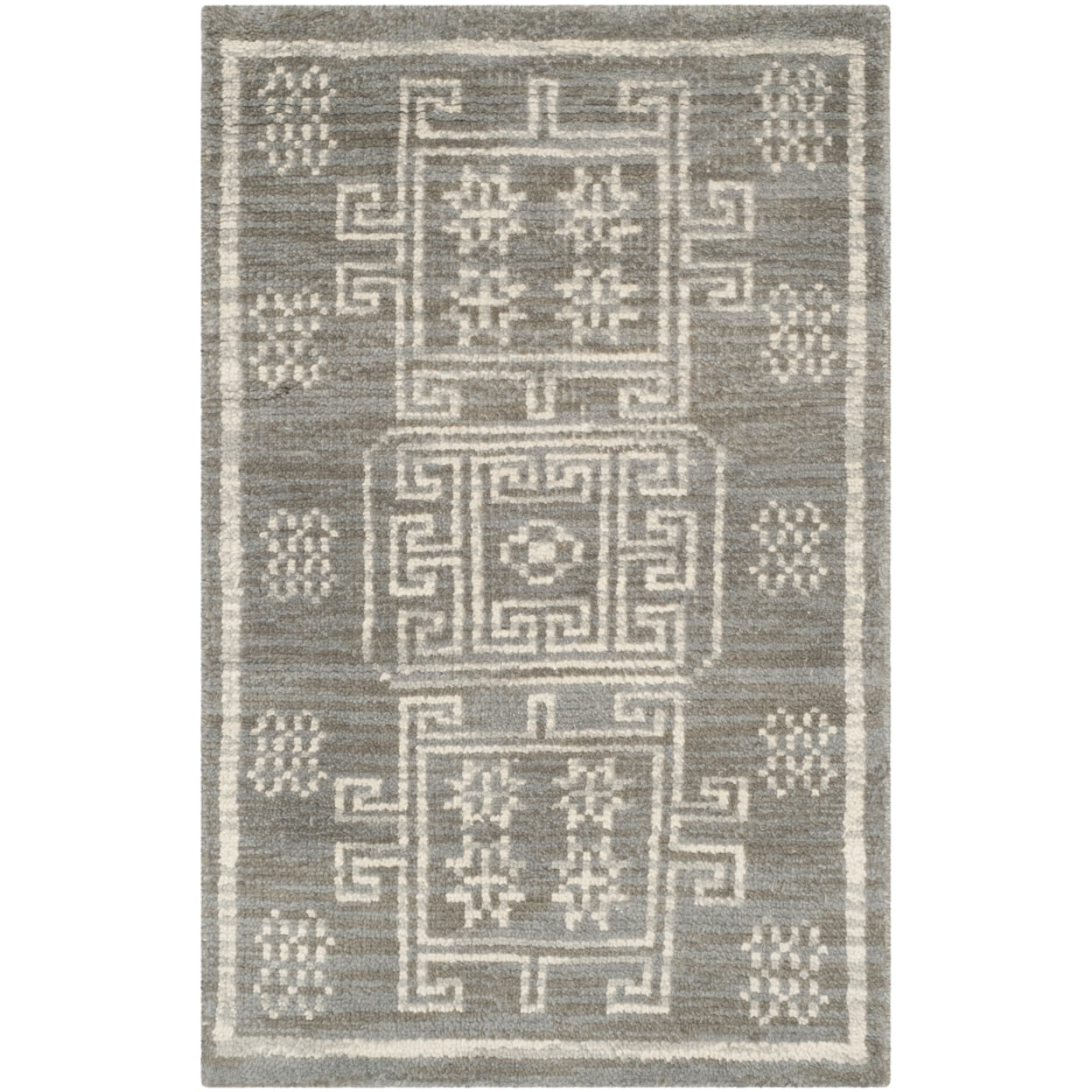 Kenya Hand-Knotted Gray Wool 2' x 3' Area Rug