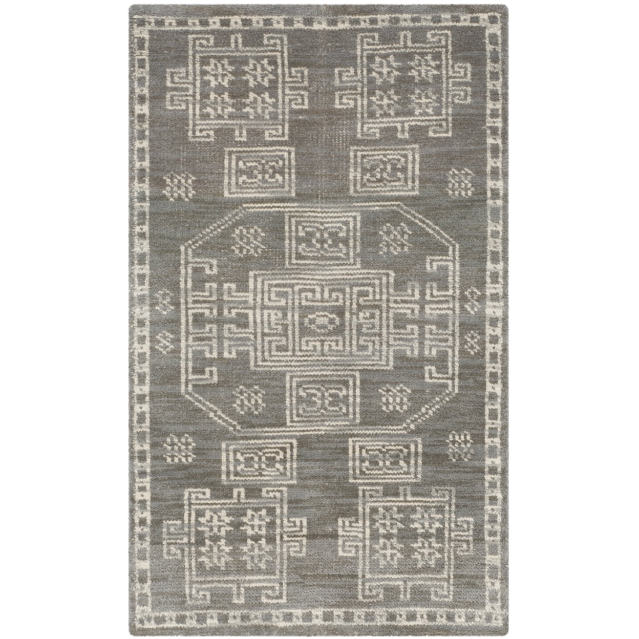 Kenya Hand-Knotted Gray Wool Tribal Area Rug