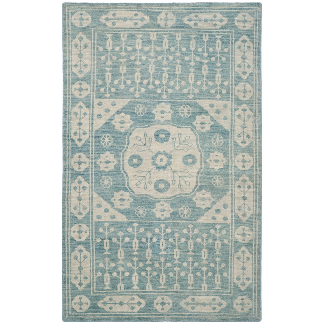 Kenya Light Blue Hand-Knotted Wool 4' x 6' Area Rug