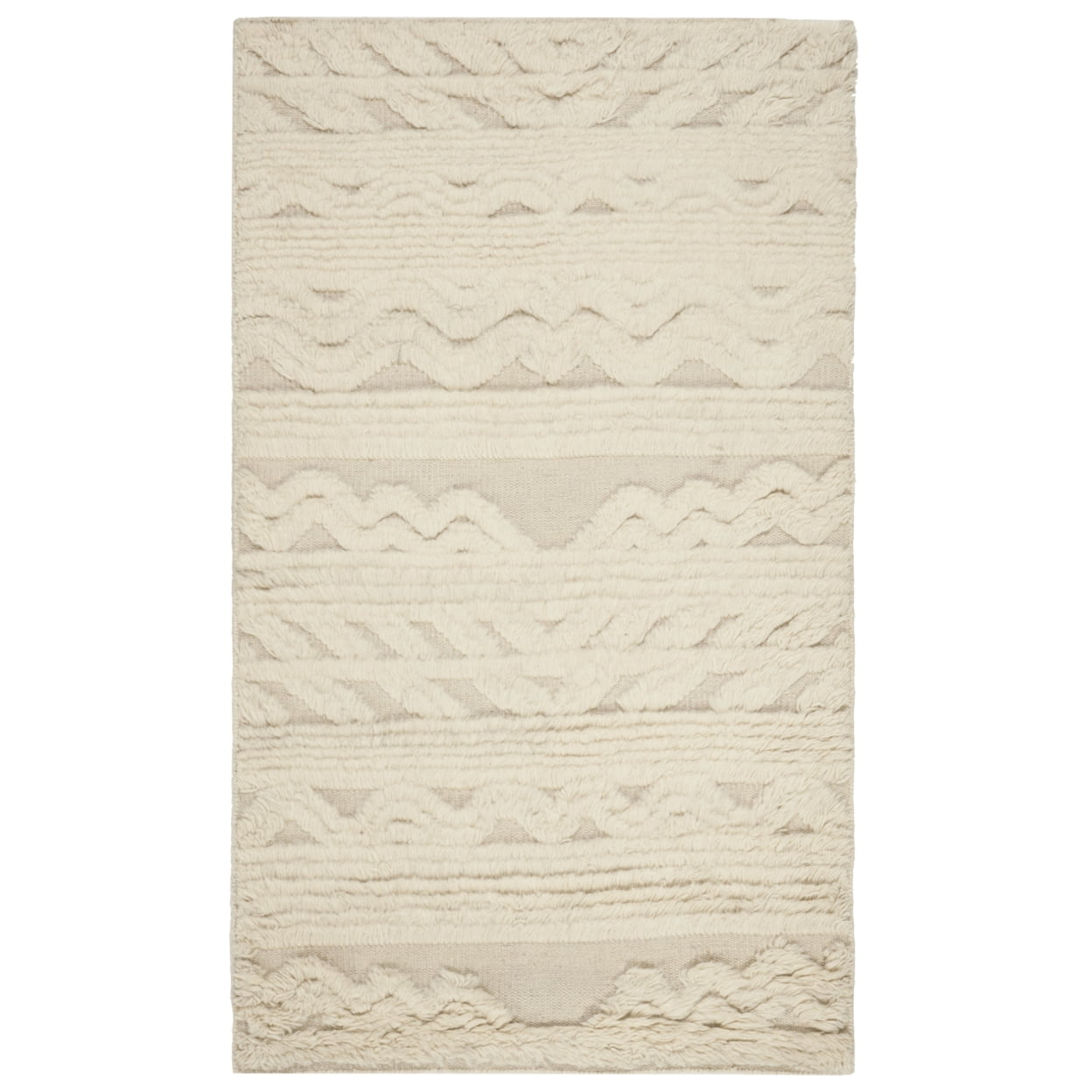 Handmade Ivory Wool 9' x 12' Rectangular Area Rug