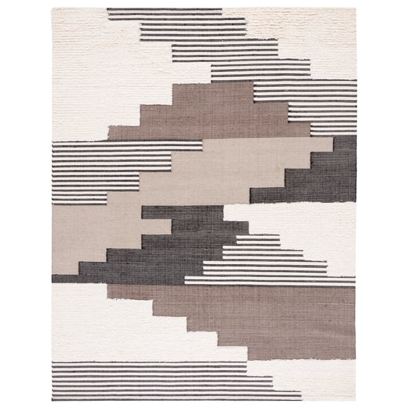 SAFAVIEH Kenya Comhgham Geometric Area Rug, Black/Ivory, 11' x 15'