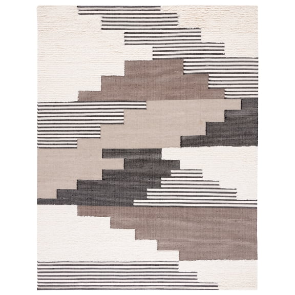 SAFAVIEH Kenya Comhgham Geometric Area Rug, Black/Ivory, 9' x 12'