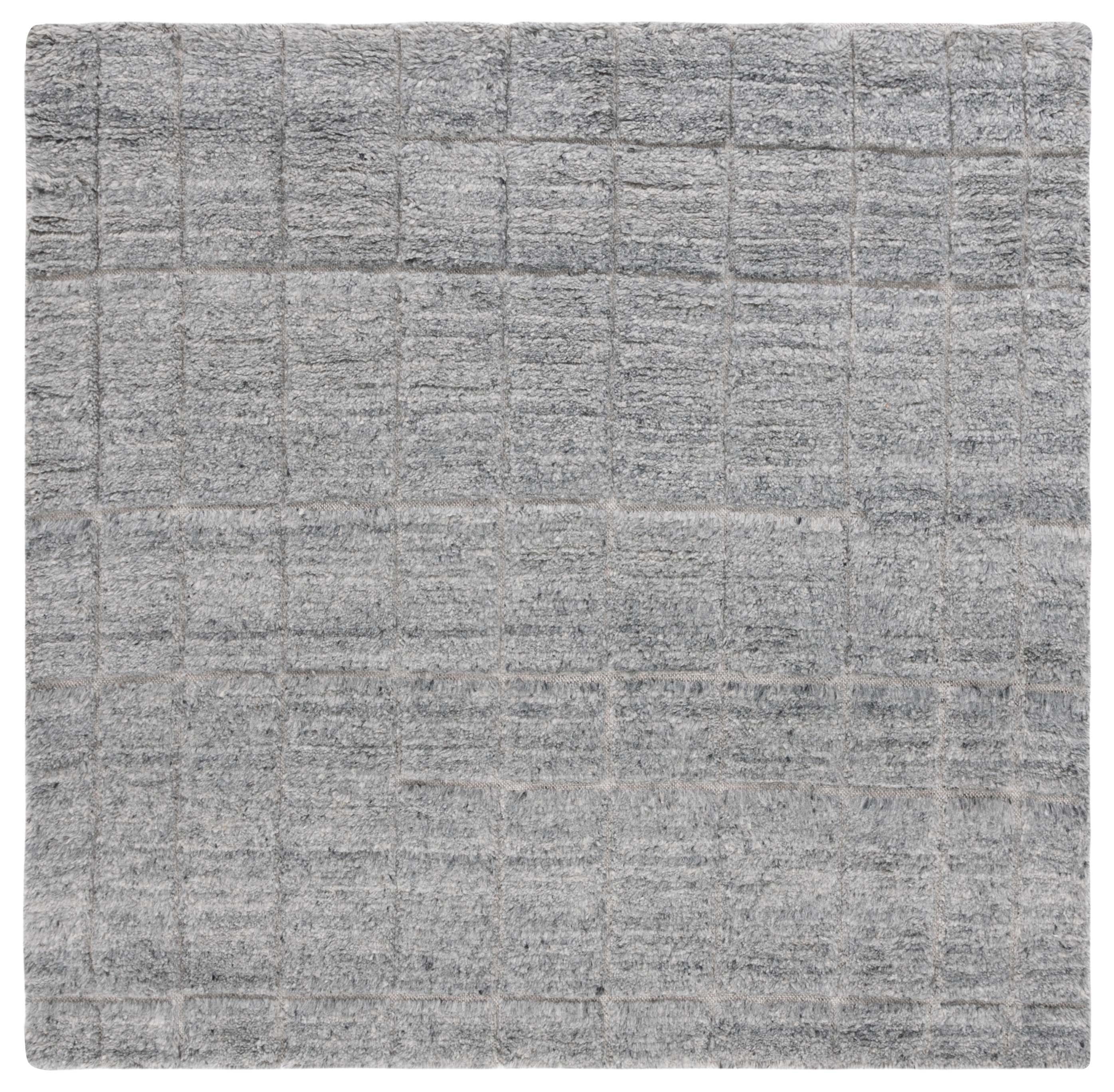 Elevated Elegance Gray Square Hand-Knotted Wool Area Rug - 6'x6'