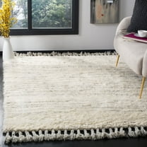 SAFAVIEH Kenya Eustacia Striped Wool Area Rug, Ivory/Grey, 9' x 12'