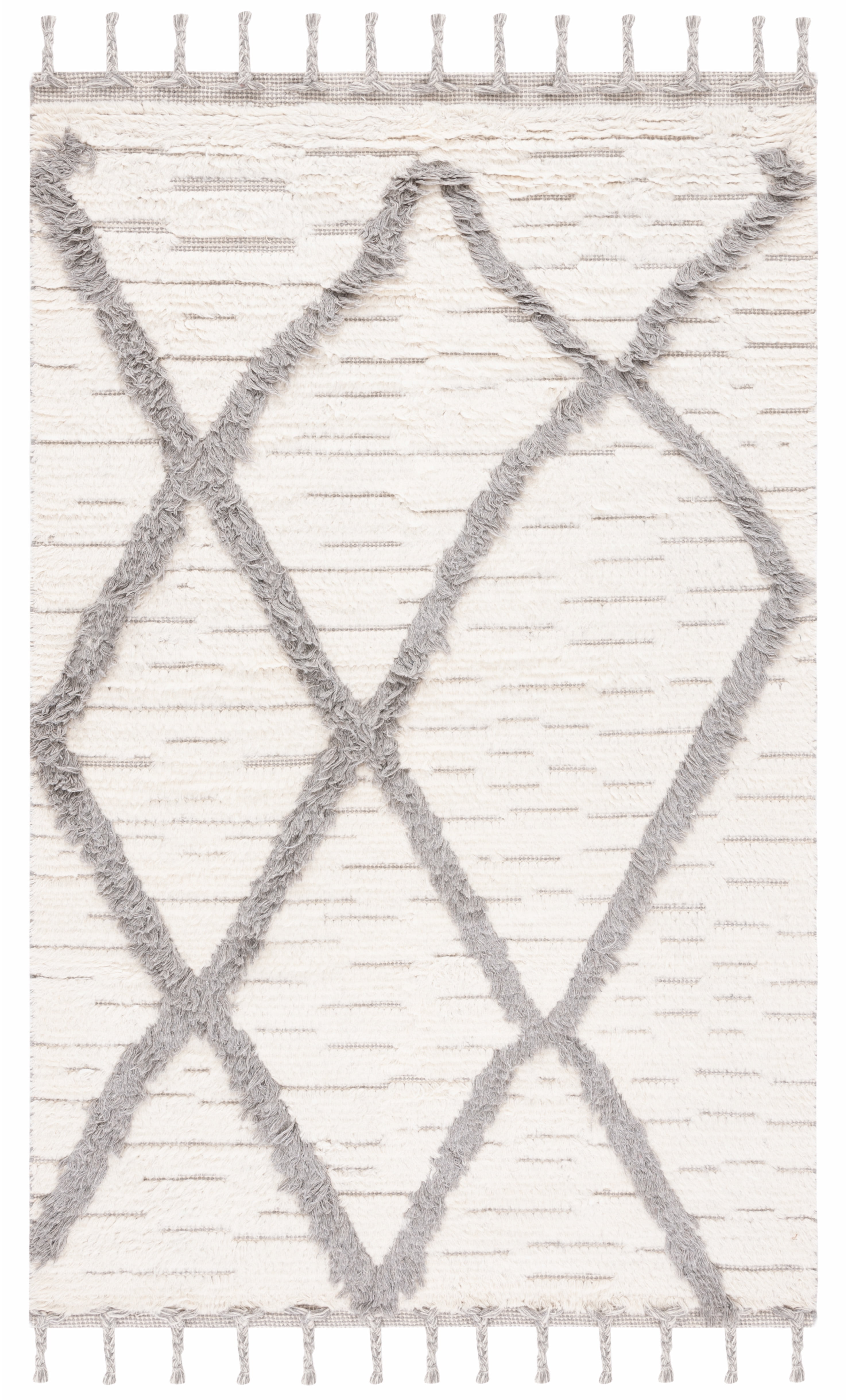 Handmade Ivory Wool Rectangular Area Rug 5x8
