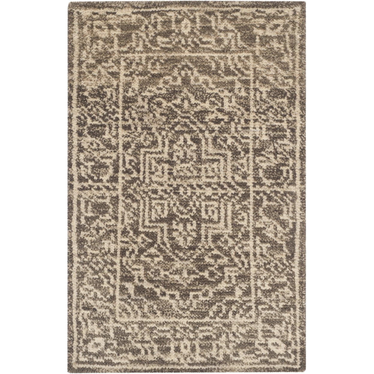 Tribal Essence Hand-Knotted Wool Accent Rug in Brown & Beige - 2' x 3'