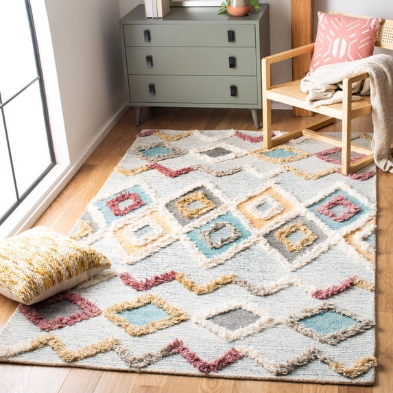 Safavieh Kenya June Diamond Wool Area Rug, Gray/Ivory, 5' x 8'