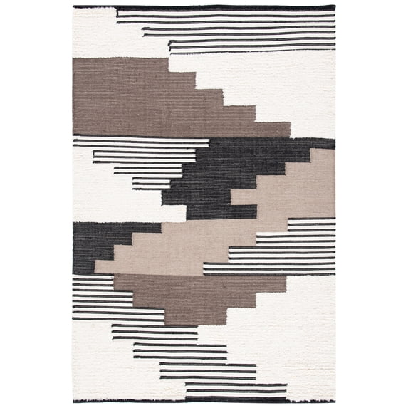 SAFAVIEH Kenya Comhgham Geometric Area Rug, Black/Ivory, 6' x 9'