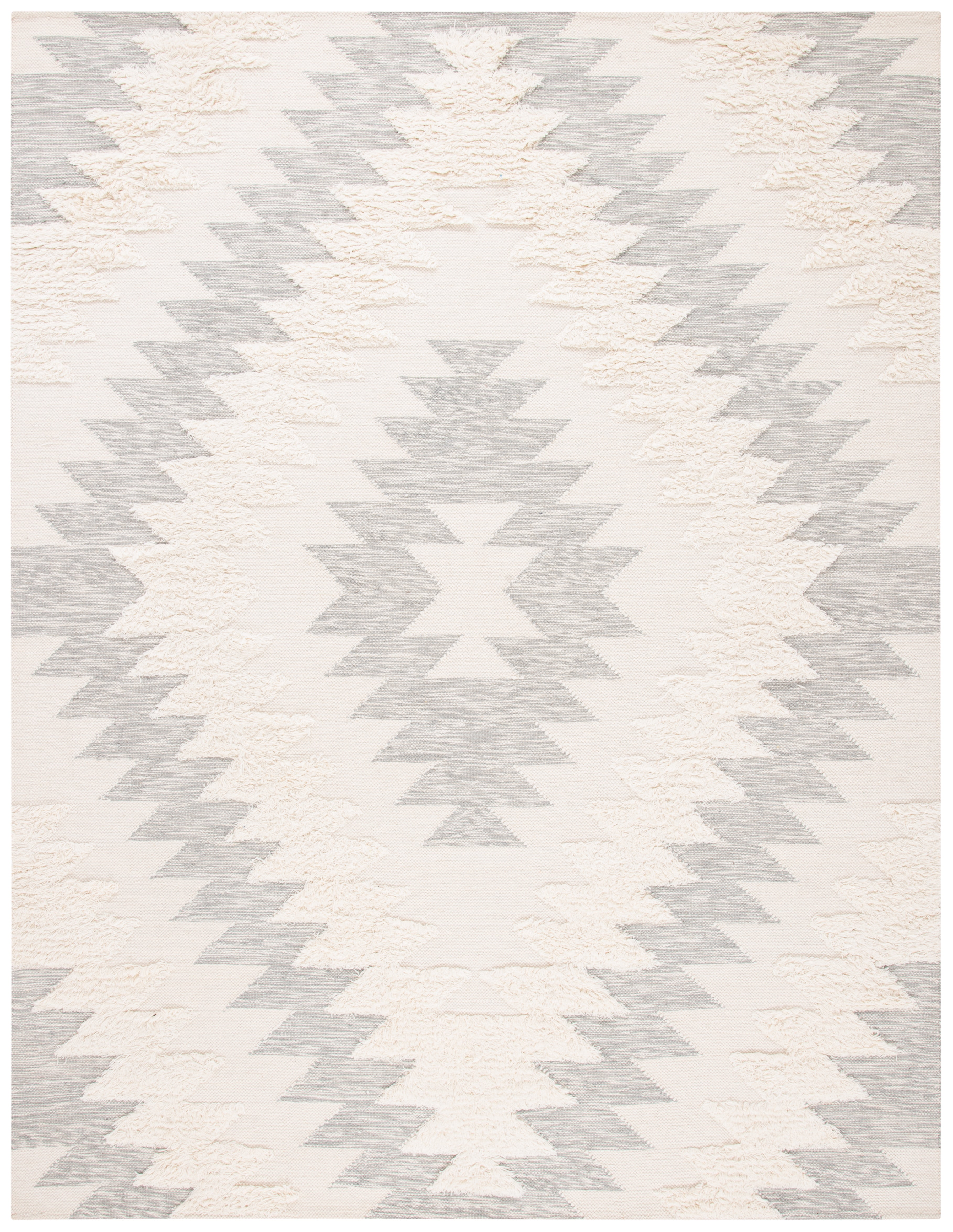 SAFAVIEH Kenya Lennard Geometric Area Rug, Grey/Ivory, 9' x 12'