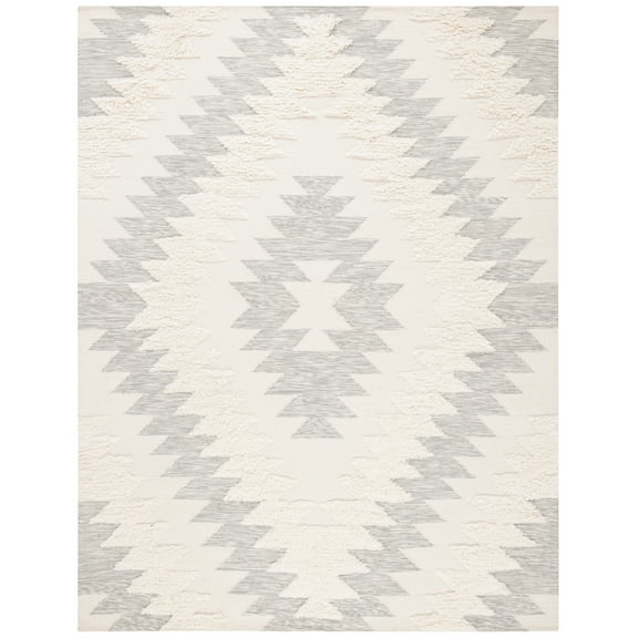 SAFAVIEH Kenya Lennard Geometric Area Rug, Grey/Ivory, 9' x 12'
