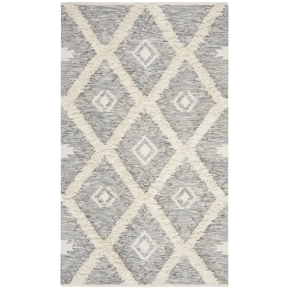 SAFAVIEH Kenya Kensington Geometric Area Rug, Grey/Ivory, 6' x 9'