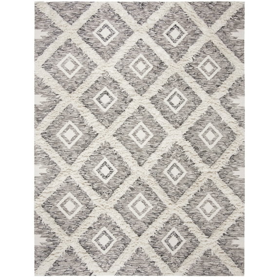 SAFAVIEH Kenya Kensington Geometric Area Rug, Black/Ivory, 9' x 12'