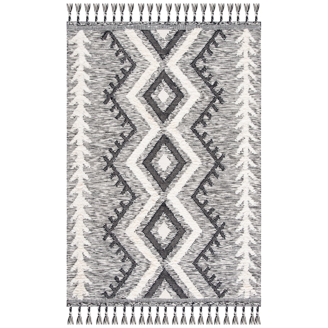 Hand-Knotted Black Wool Rectangular Area Rug 9' x 12'