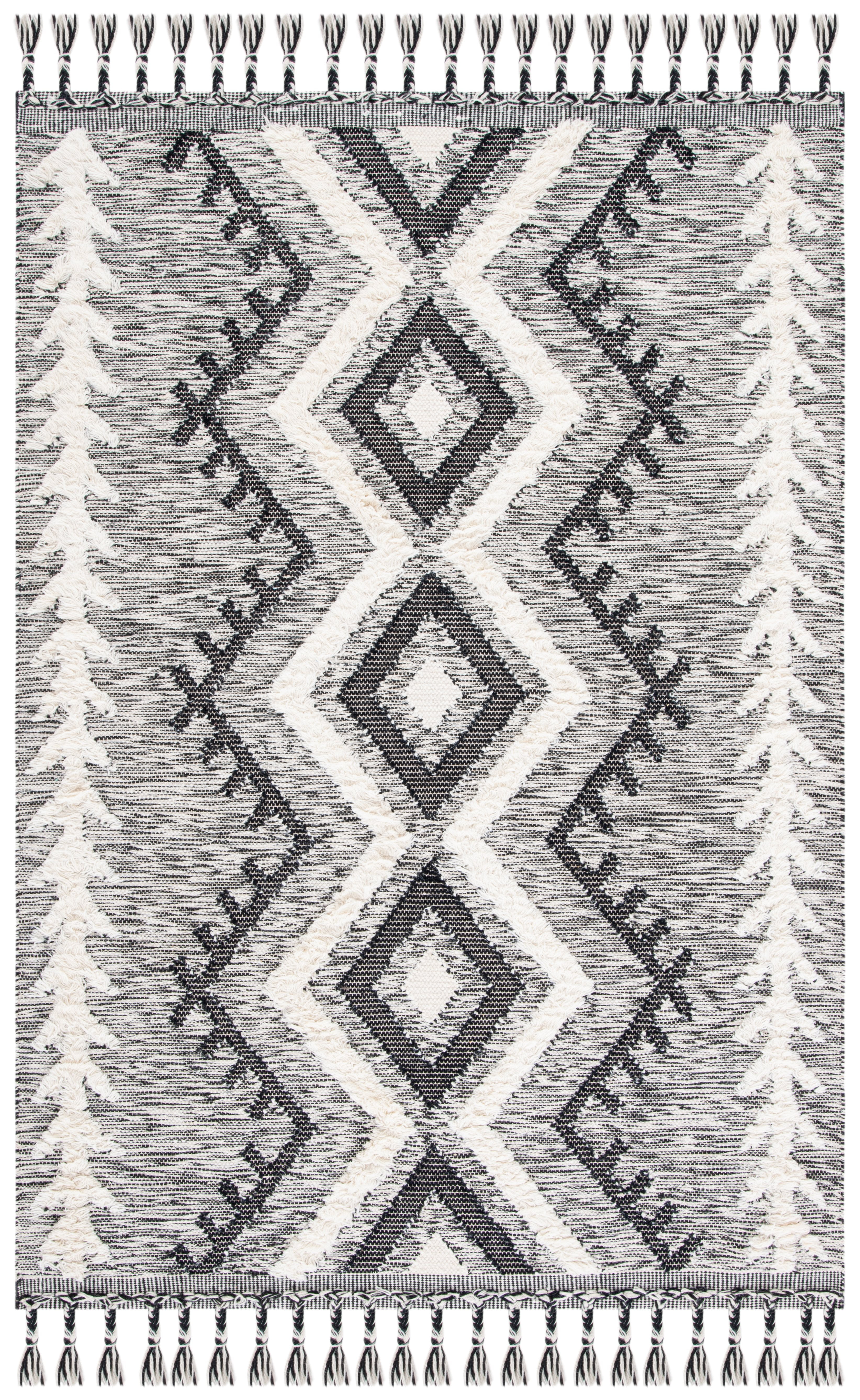 Hand-Knotted Black Wool Rectangular Area Rug 9' x 12'