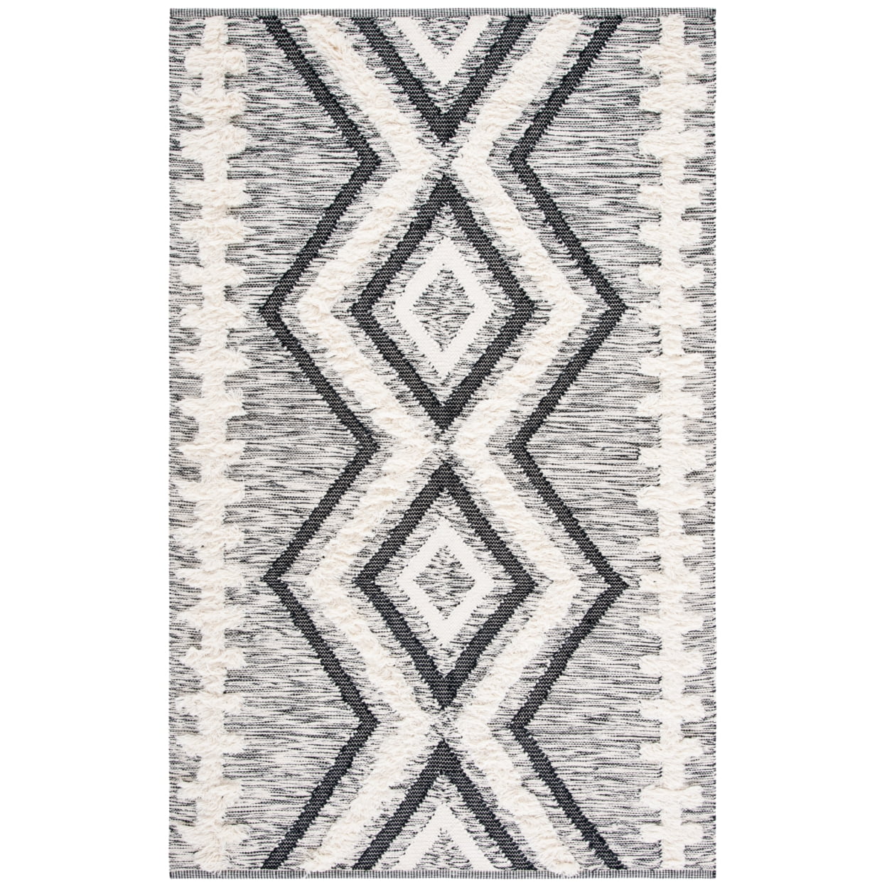 Tribal Elegance Hand-Knotted Black Wool 8' x 10' Area Rug