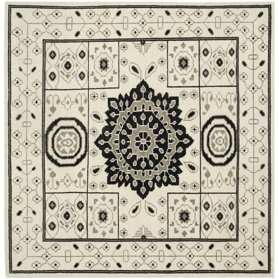SAFAVIEH Kenya Elizabeth Geometric Area Rug, Ivory/Grey, 7' x 7' Square
