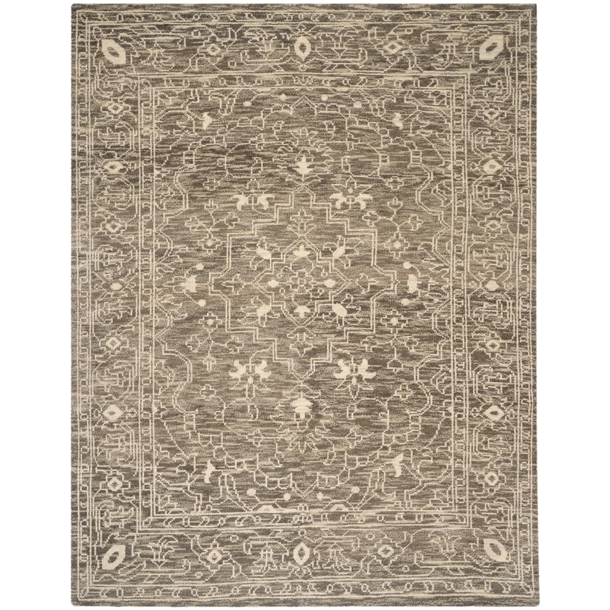 Kenya Hand-Knotted Wool Area Rug in Brown and Beige - 8' x 10'