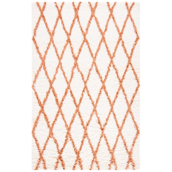 SAFAVIEH Kenya London Geometric Area Rug, Ivory/Terracotta, 6' x 9'