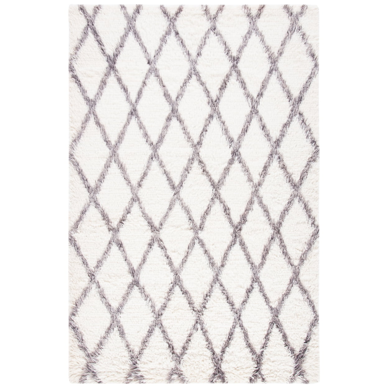 Ivory and Grey Hand-Knotted Wool 6' x 9' Area Rug