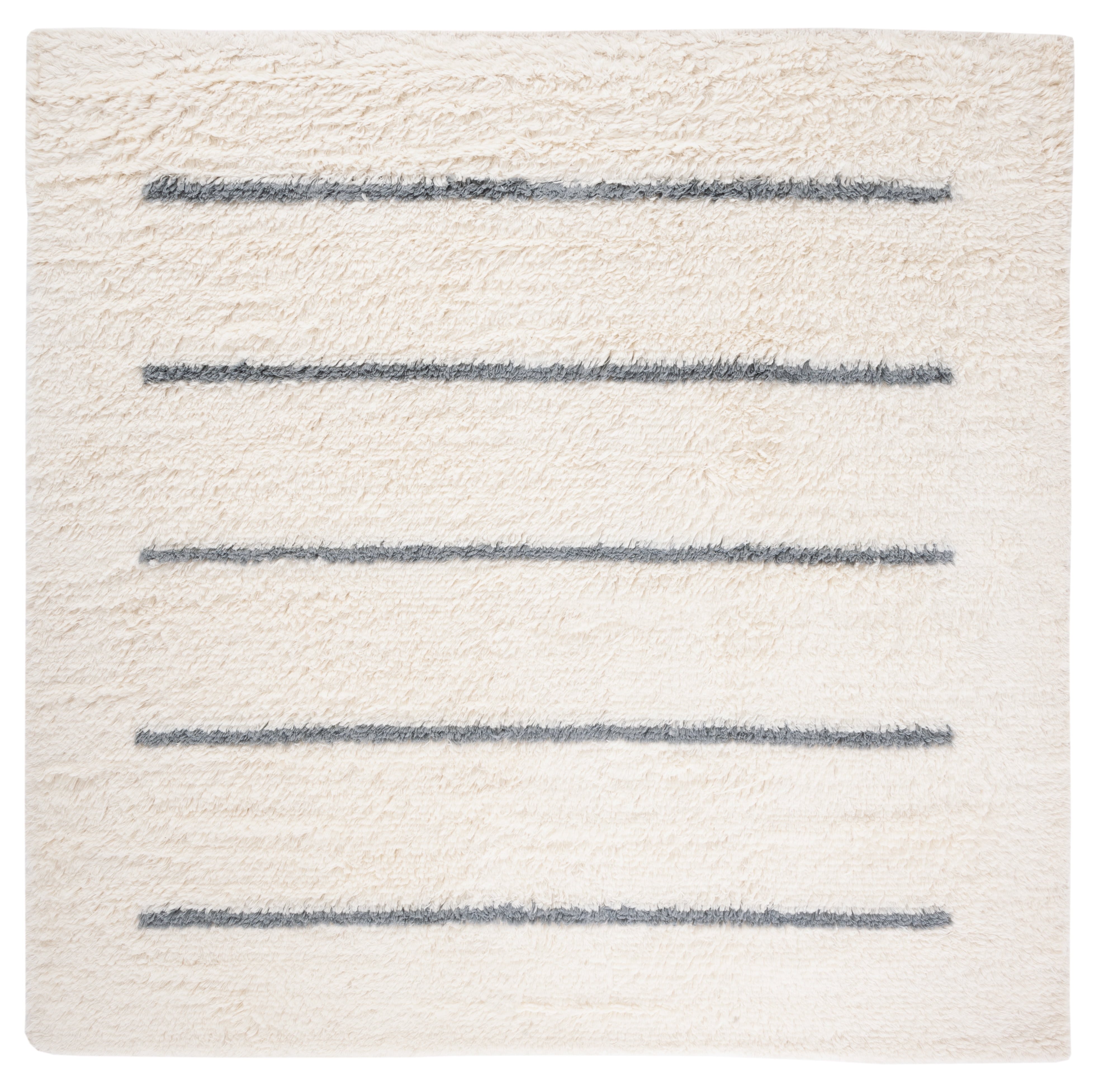 Kenya Collection 7' Hand-Knotted Gray Wool Square Area Rug