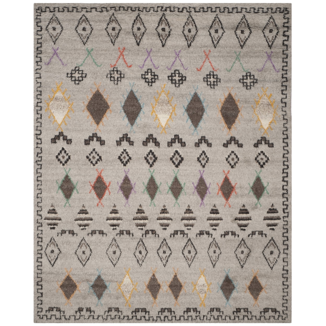 Hand-Knotted Pure Wool Geometric 8' x 10' Area Rug
