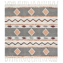 SAFAVIEH Kenya Lynette Southwestern Area Rug, Ivory/Black/Orange, 7' x 7' Square