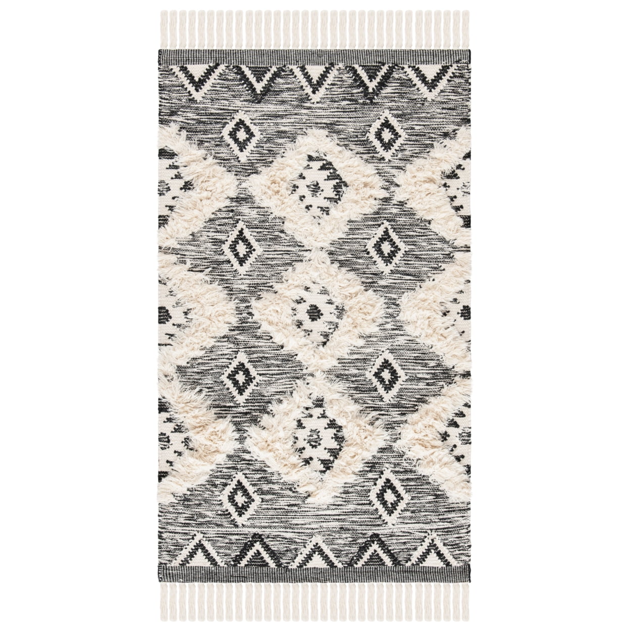 Handmade Black Wool Rectangular Area Rug 2'3" x 4'