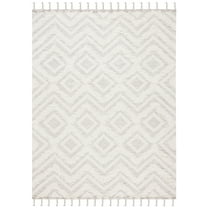 SAFAVIEH Kenya Katharine Geometric Wool Area Rug, Ivory/Grey, 8' x 10'