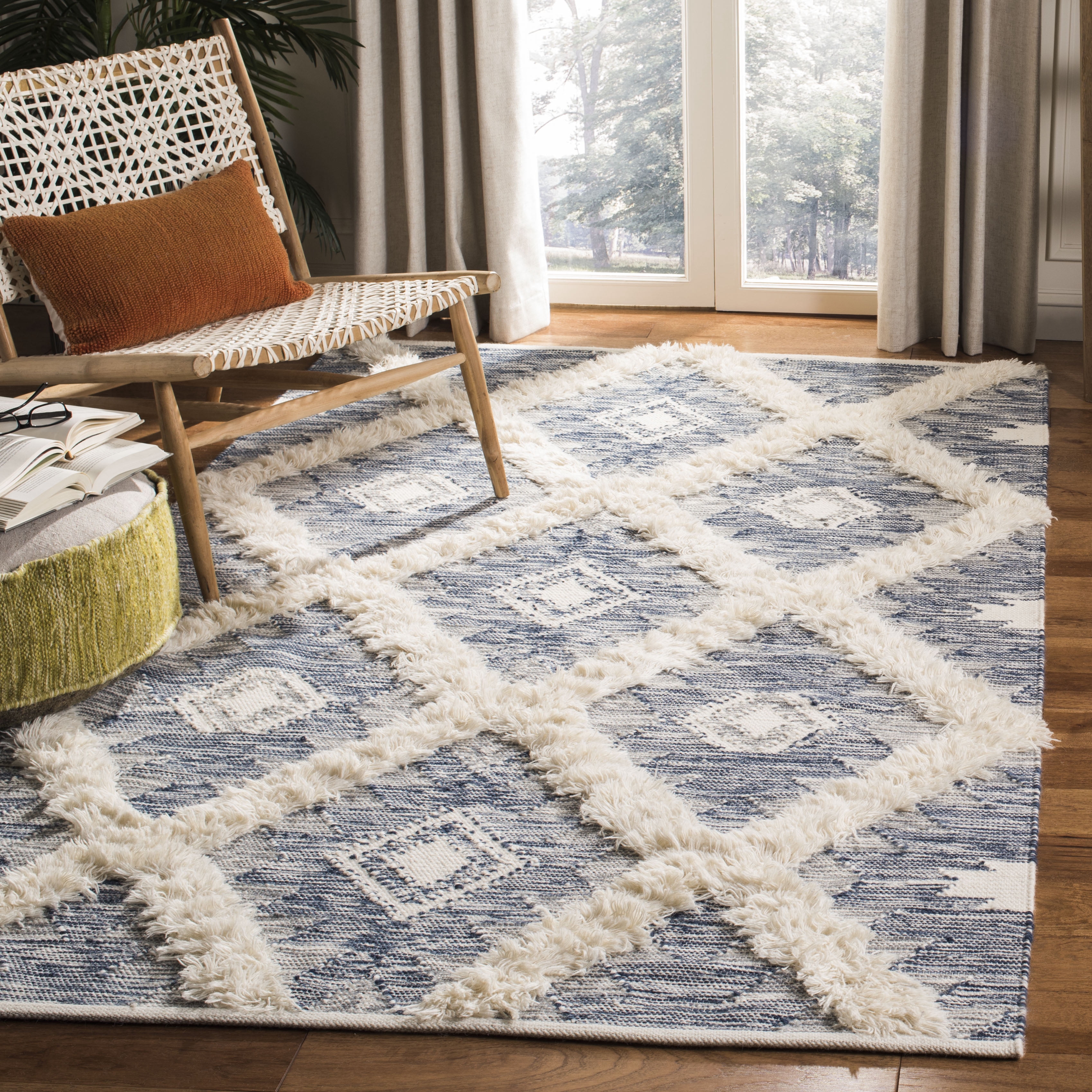 Safavieh Kenya Kensington Geometric Area Rug, Blue/Ivory, 9' x 12'