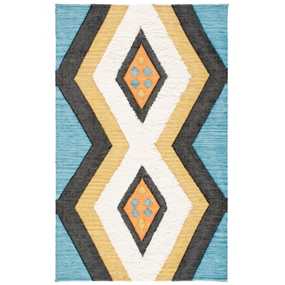 SAFAVIEH Kenya Kerstin Diamond Area Rug, Black/Ivory, 6' x 9'