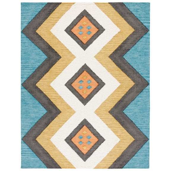 SAFAVIEH Kenya Kerstin Diamond Area Rug, Black/Ivory, 9' x 12'