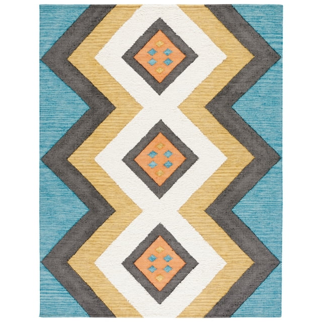 SAFAVIEH Kenya Kerstin Diamond Area Rug, Black/Ivory, 9' x 12'
