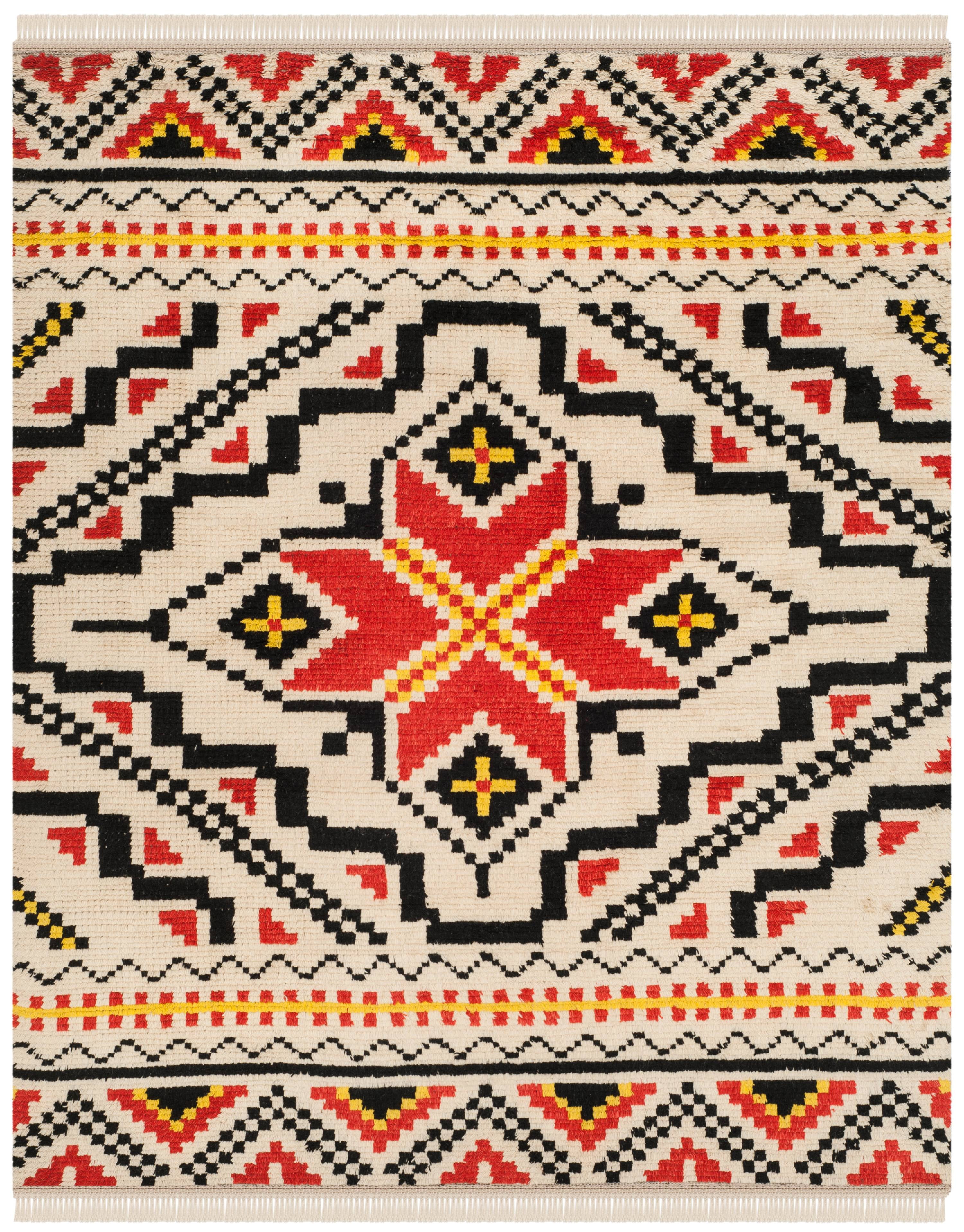 Kenya Multicolor Hand-Knotted Wool Tribal Area Rug