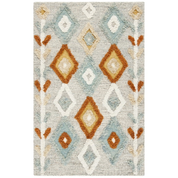 SAFAVIEH Kenya Leandre Southwestern Wool Area Rug, Gray/Blue, 8' x 10'