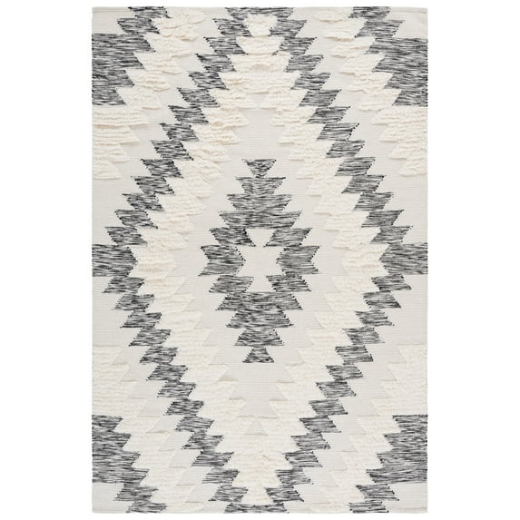 SAFAVIEH Kenya Lennard Geometric Area Rug, Black/Ivory, 6' x 9'