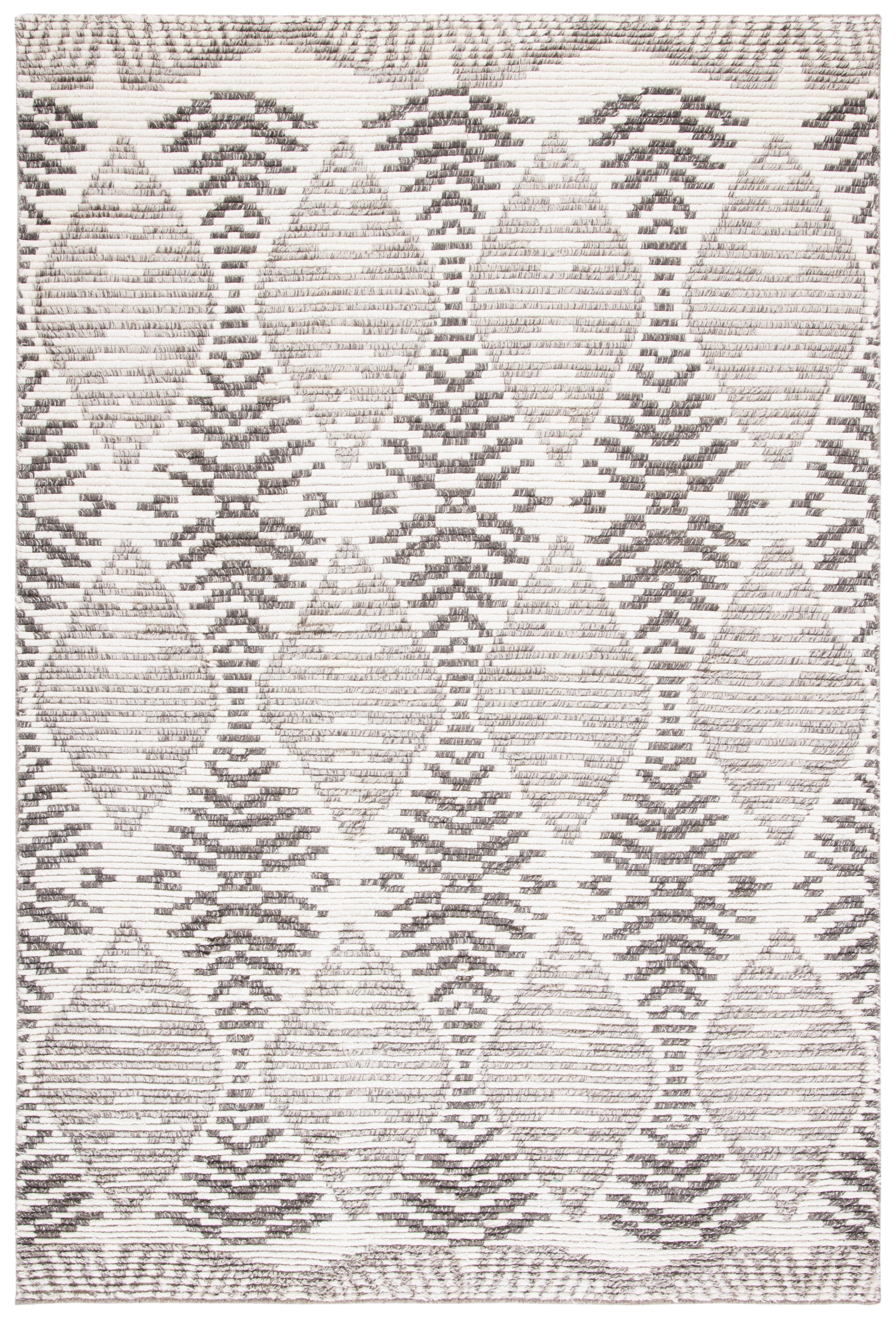 Gray Geometric Hand-Knotted Wool 6' x 9' Area Rug