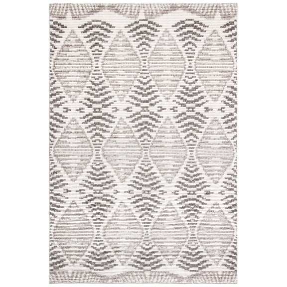 SAFAVIEH Kenya Lilly Diamond Wool Area Rug, Gray/Ivory, 6' x 9'