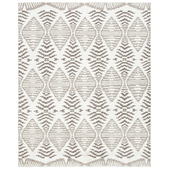 SAFAVIEH Kenya Lilly Diamond Wool Area Rug, Gray/Ivory, 8' x 10'