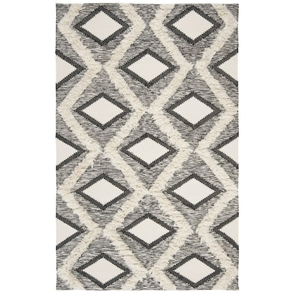 SAFAVIEH Kenya Lucius Abstract Geometric Area Rug, Black/Ivory, 6' x 9'