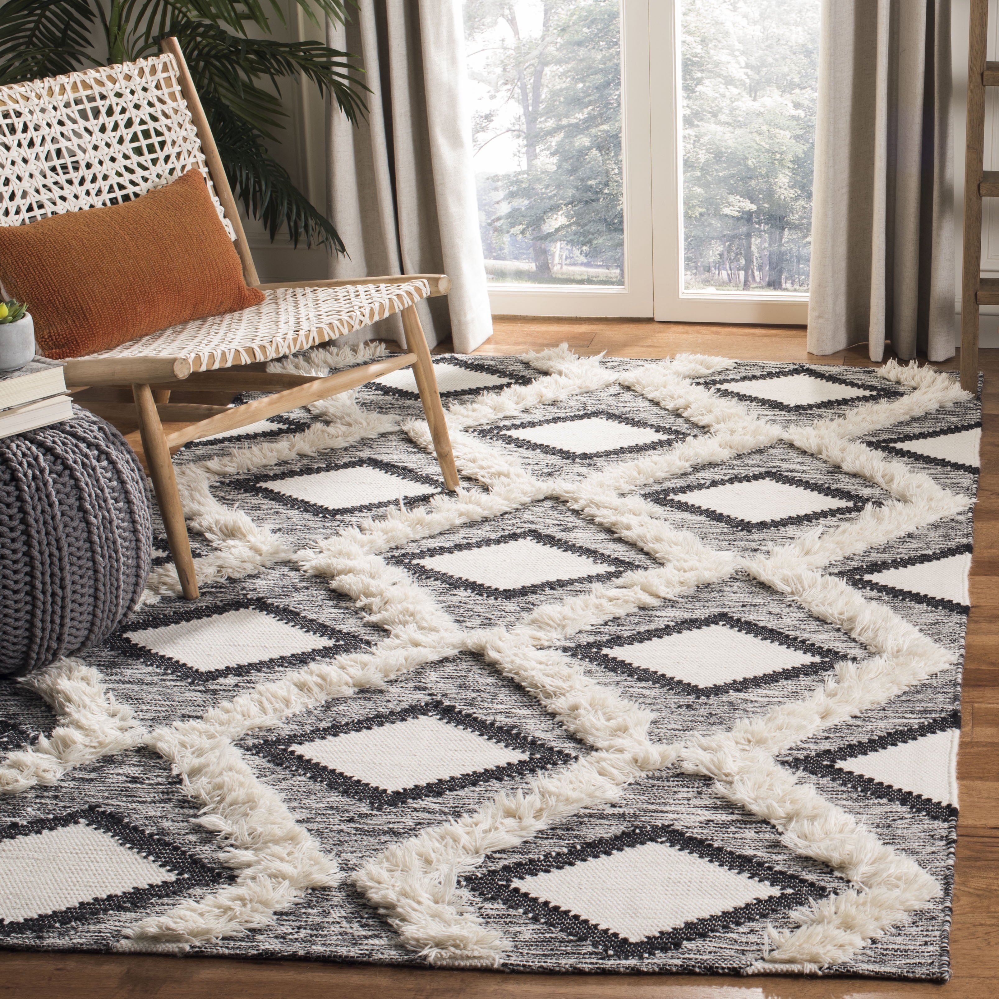 Safavieh Kenya Lucius Abstract Area Rug, Black/Ivory, 9' x 12'