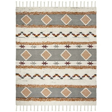 SAFAVIEH Kenya Lynette Southwestern Area Rug, Ivory/Black/Orange, 3' x 5'