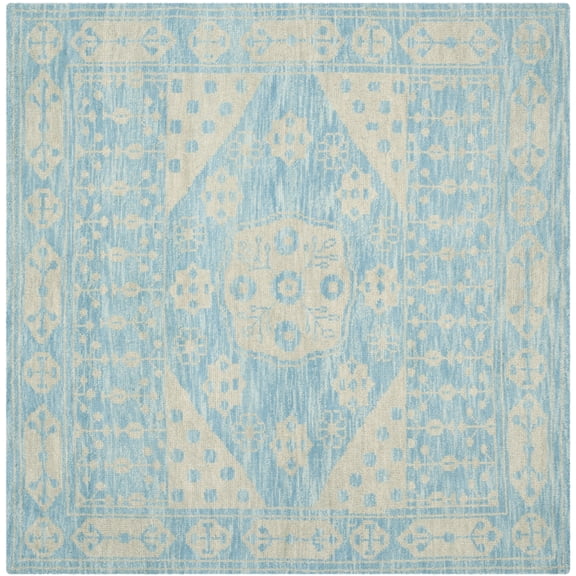 SAFAVIEH Kenya Magdalena Abstract Geometric Wool Area Rug, Blue, 7' x 7' Square