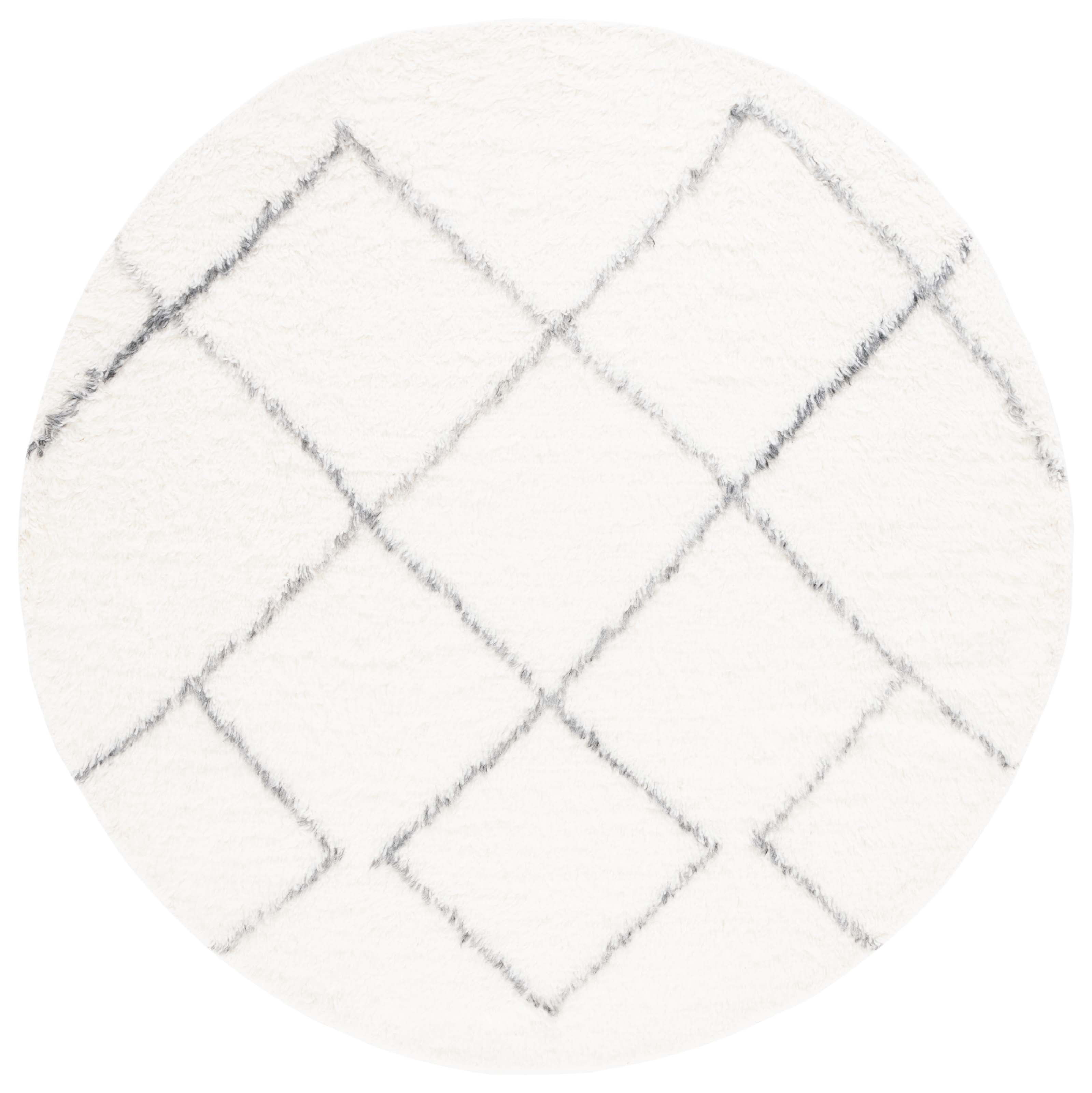 SAFAVIEH Kenya Marnie Diamond Area Rug, Ivory/Gray, 6' x 6' Round